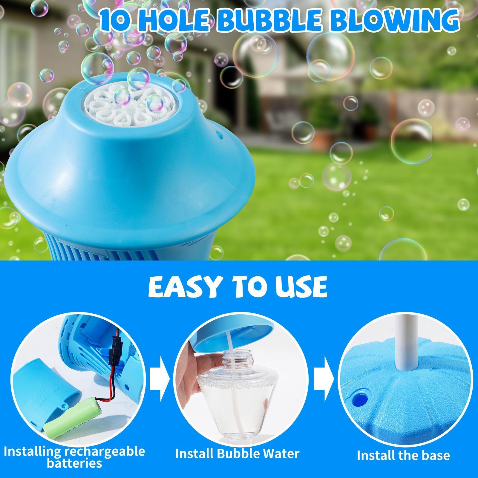 Automatic Bubble Maker for Kids – 20,000 Bubbles/Min with Music & Lights, Adjustable Height Stand, Portable Bubble Blaster for Indoor Outdoor Party