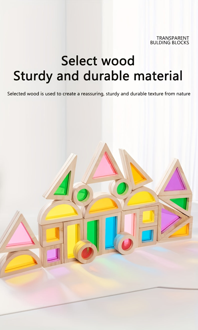 Translucent Colored Acrylic Building Blocks for Kids - Geometric Sensory Construction Toy, Parent-Child Bonding Educational Gift for Birthdays & Holidays