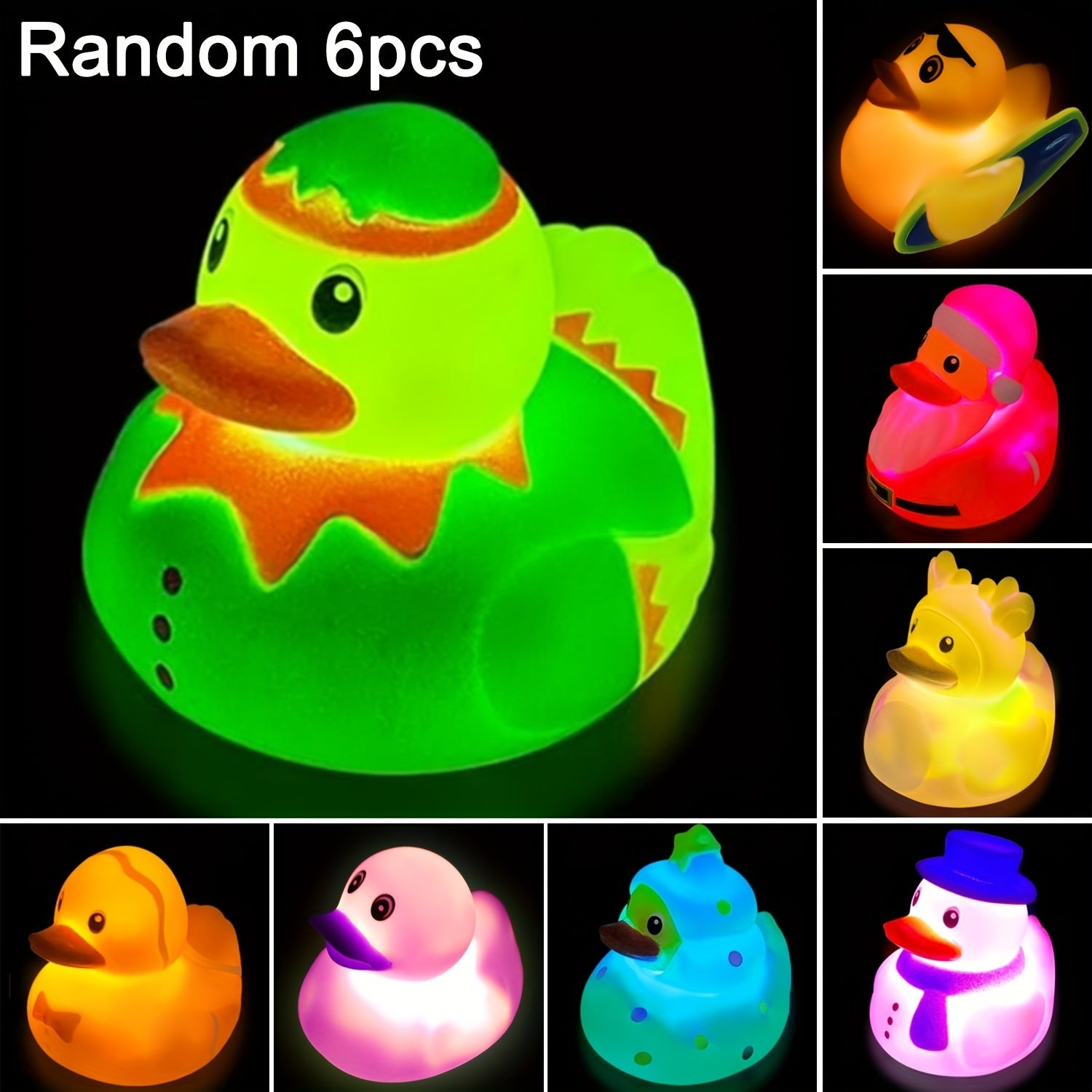Light Up Duck Bath Toys for Toddlers - Flashing LED Rubber Ducks for Baby Bath Time, Pool & Water Play, Fun Birthday Christmas Halloween Gift for Boys Girls Ages 1-5, Random Colors, 4-Pack