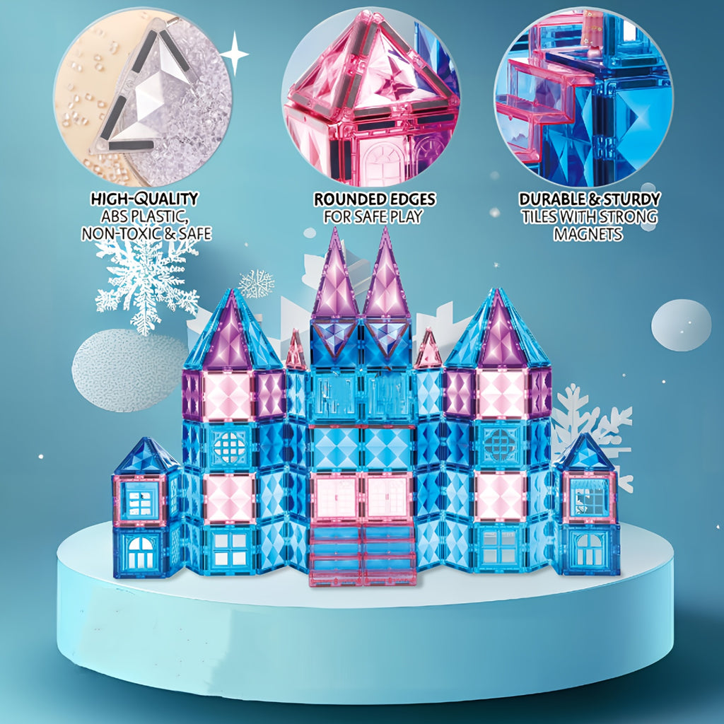 Magnetic Tiles for Kids 116pcs Castle STEM Building Blocks – 3D Magnetic Construction Pretend Castle Playset Preschool Learning Toy Gift for Boys Girls Age 3+