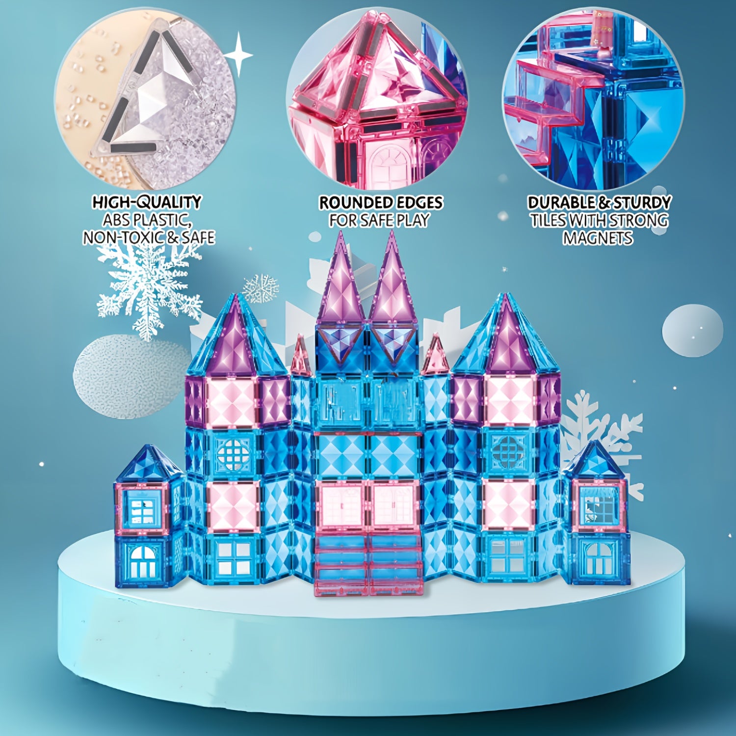 Magnetic Tiles for Kids 116pcs Castle STEM Building Blocks – 3D Magnetic Construction Pretend Castle Playset Preschool Learning Toy Gift for Boys Girls Age 3+