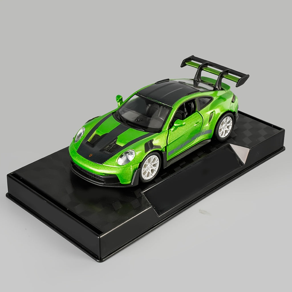 Die-Cast Porsche 911 Model Car – High-Detail Zinc Alloy Collectible Display Piece for Adults, Home & Office Decor, Car Lover Birthday Christmas Gift, Blue White Green Grey
