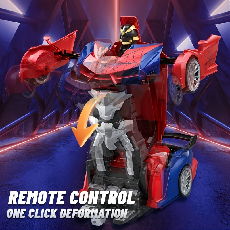 1:18 Scale One-Button Transforming Robot RC Car with LED Headlights - 360° Spinning & Drifting Remote Control Toy Car Birthday Christmas Easter Gift for Boys Girls