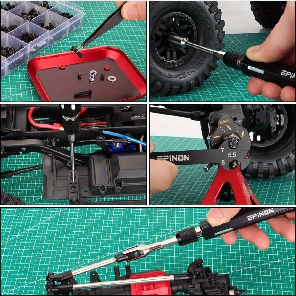 RC Maintenance Stand 360° Rotation Tool Set 520pcs Screws S2 Screwdrivers Fits 1/8 1/10 1/12 1/16 1/18 RC Cars Crawlers Trucks Traxxas Arrma Axial Gift