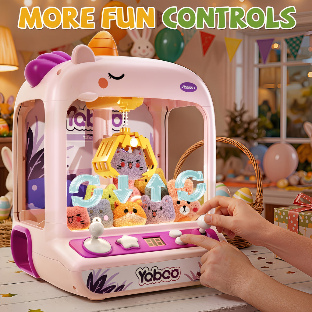 Mini Claw Machine for Kids Unicorn Arcade Vending Toy - Fun Party Game Birthday Gift for Girls Boys Ages 3+, Purple Green Pink