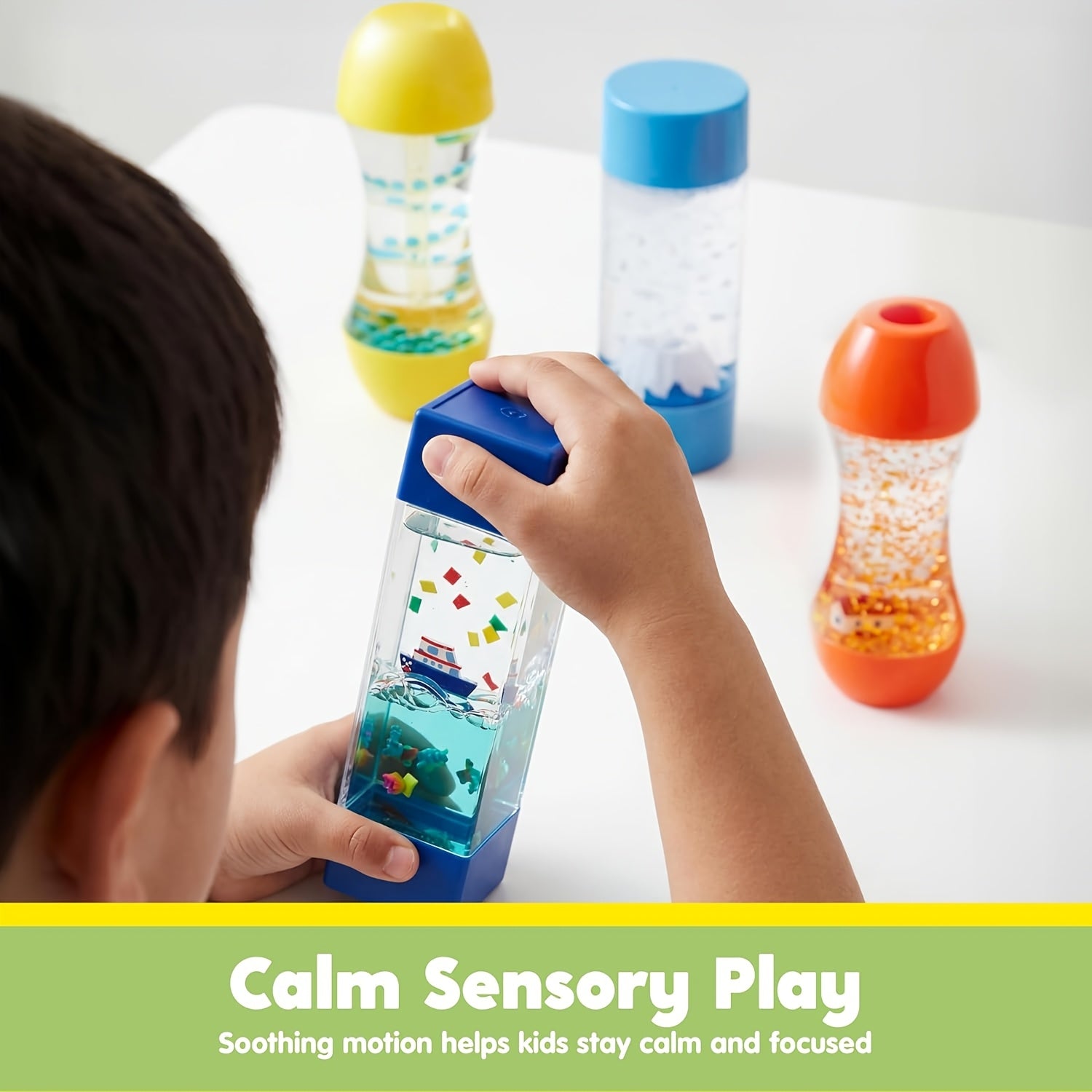 Sensory Fidget Tubes for Kids 4-Pack Calm Down Toy Stress Relief Autism ADHD Anxiety Speech Therapy Classroom Fine Motor Skill Easter School Gift