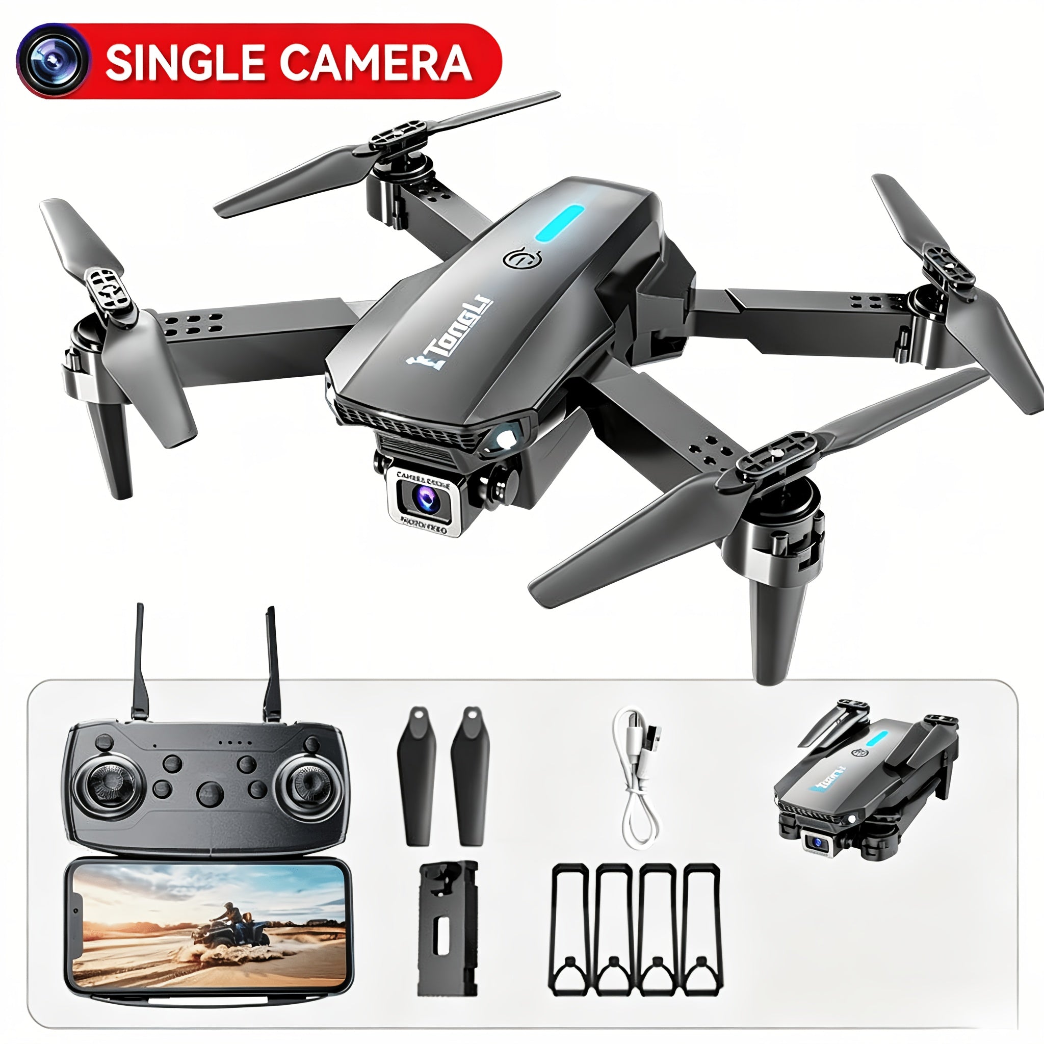 FPV Camera Drone with Dual Camera & Altitude Hold – Aerial Photography RC Quadcopter, Headless Mode, Gesture Photo, One-Key Takeoff/Landing, Drop-Resistant, Beginner & Kids Gift