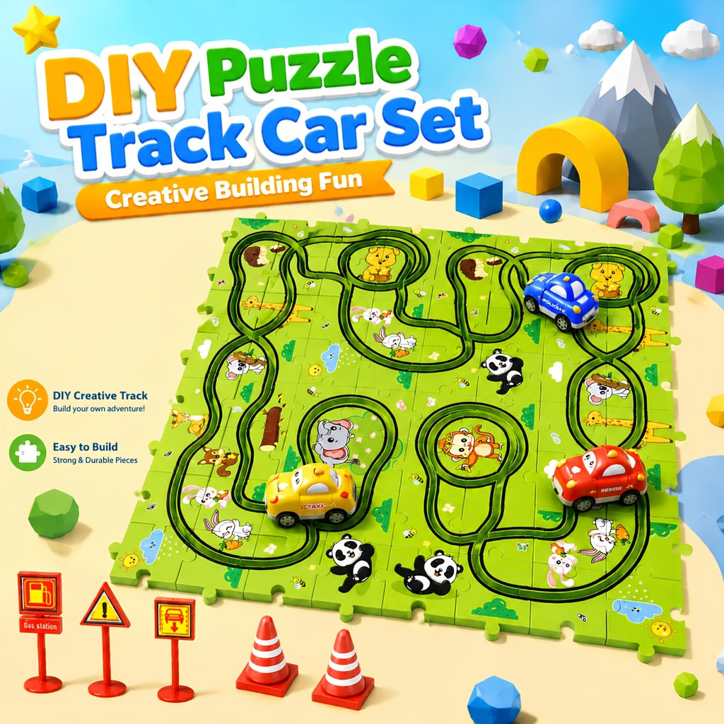 Race Track Car Set for Kids 39 56 73pcs – DIY Jigsaw Flexible Slot Track Toy, Fun Racing Car Gift for Boys Ages 3 4 5 and Up, Indoor Play