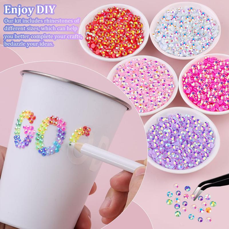 Bedazzling Kit with 3mm Resin Rhinestones, 24, 28 or 40 Color Options for Nail Art, Clothing Decoration and Personalized DIY Crafts