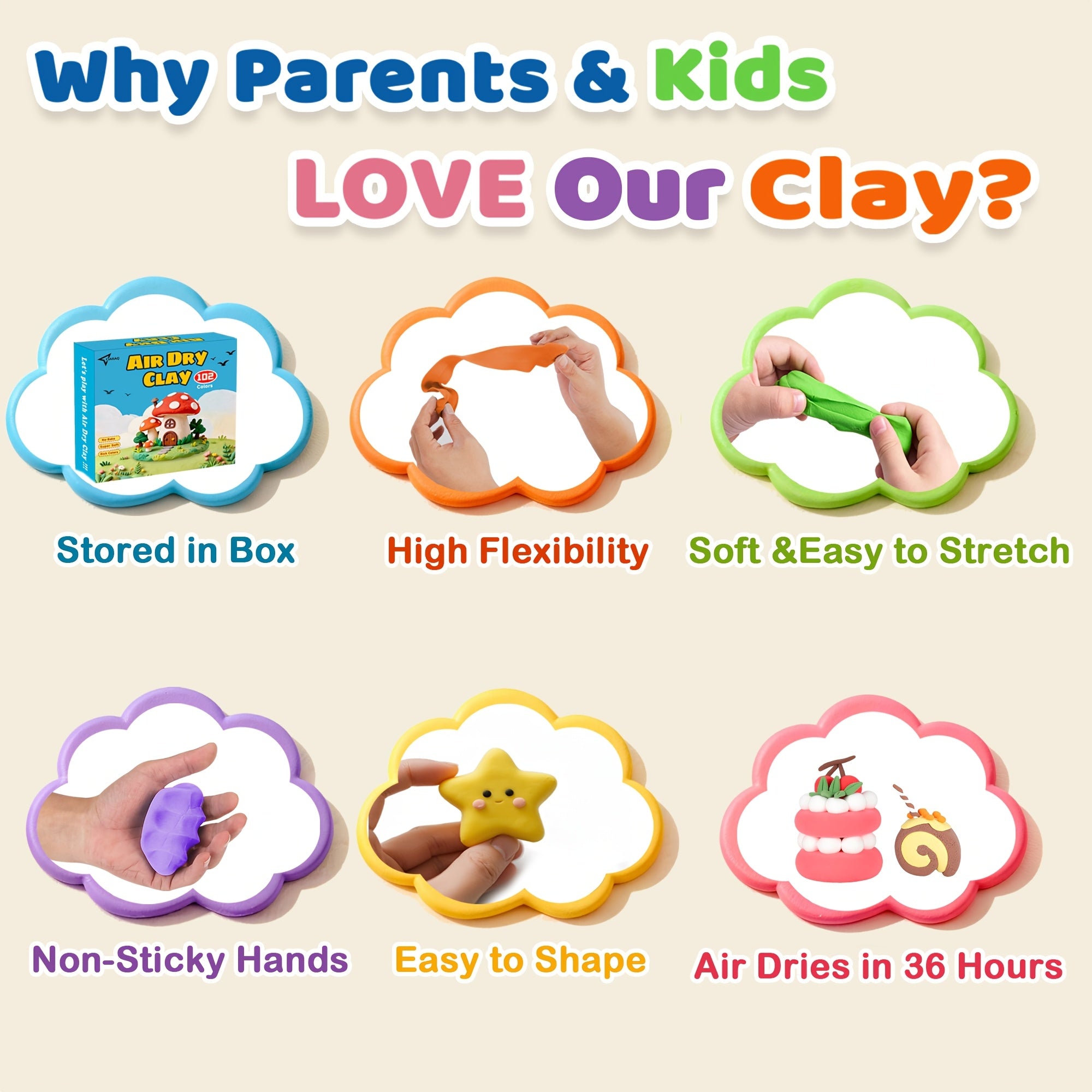 Air Dry Clay Kit 102 Colors – Modeling Clay with Sculpting Tools, Soft Ultra-Light Magic Clay for Kids & Adults, Ideal for Sculpture, Crafting & School Projects, Halloween Christmas Gift