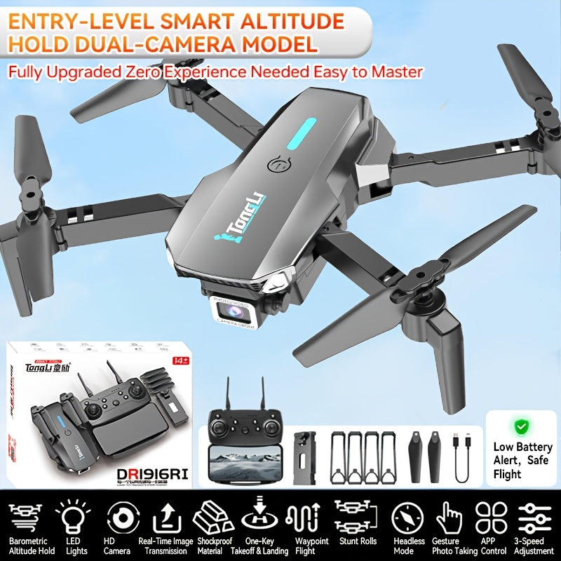 Tongli DR1916RL Beginner RC Drone, One-Key Takeoff Landing & Return, Altitude Hold, Headless Mode, 360° Flips, 3-Speed Adjustment, Easy to Fly for Ages 14+, Perfect Starter Gift