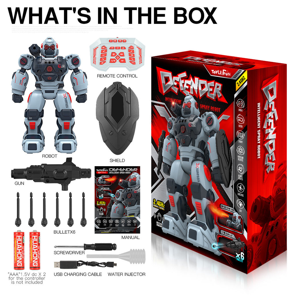 RC Robot Toy for Kids, Gesture Sensing Remote Control Smart Robot with Spray, Walking Dancing Programmable, Birthday Gift for Boys Ages 6+