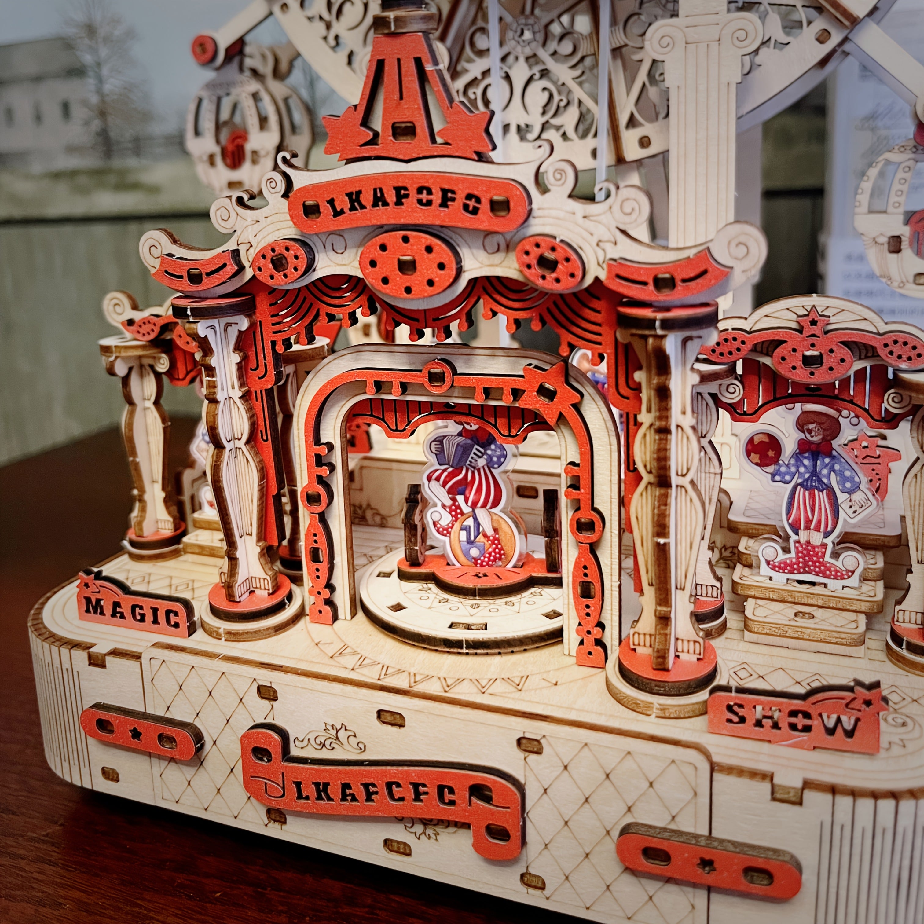 3D Wooden Puzzle Ferris Wheel Music Box DIY Handcrafted Mechanical Model Kit with Gift Box Assembly Instructions Educational Toy Christmas Gift for Teens Adults