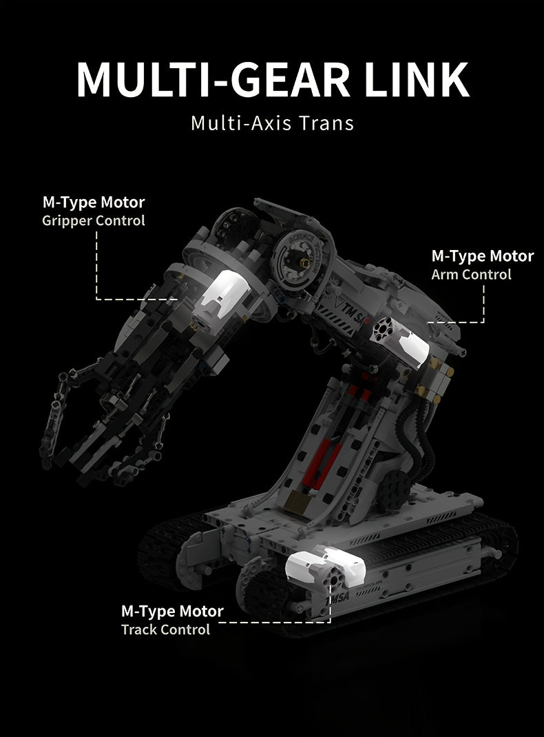1468-Piece Robotic Arm Building Block Set Remote Control - Mechanical Tech Arm 3-Claw 8-Way Control Gear Linkage, ABS STEM Engineering Toy for Adults Teens, Unique Birthday Christmas Gift