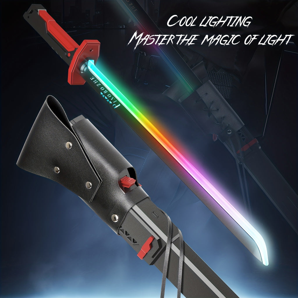 LED Katana Sword 31.5" Pro Cosplay Light Saber with Ejecting Spark, Water Mist, Multi-Color LED & Sound Effects – Type-C Rechargeable Role Play Gift for Teens & Adults