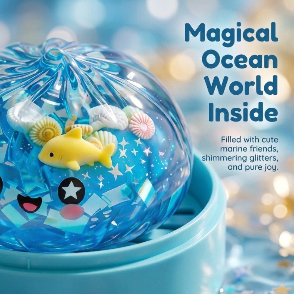 Ocean Theme Steamed Bun Squishy Toy 3pcs Set - Soft Stress Relief Sensory Squeeze Toy Bun Steamer Base Kids Party Gift