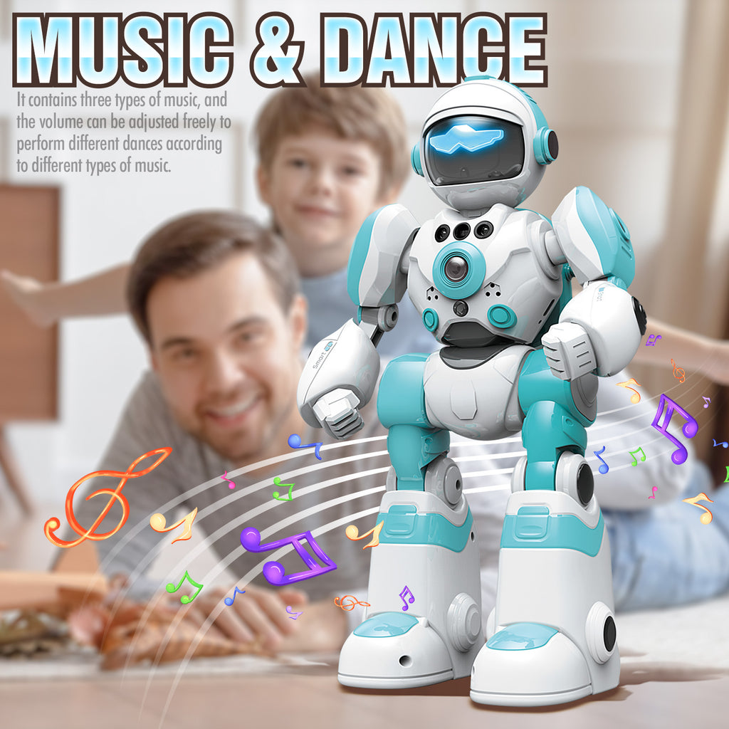 Gesture Control RC Robot Toy Voice Recording Programming EMO Mode LED Interactive Intelligent Robot Kids Boys Girls Birthday Christmas Gift Green Blue Pink Yellow