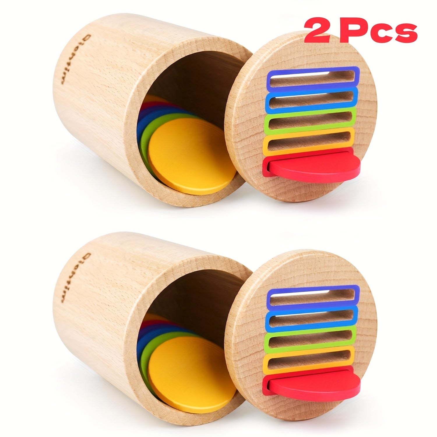 Wooden Color Sorting Toy for Toddlers 1-3 – Montessori Coin Box with 10 Colored Blocks & Drawstring Bag, Fine Motor Skills Educational Toy for Boys and Girls