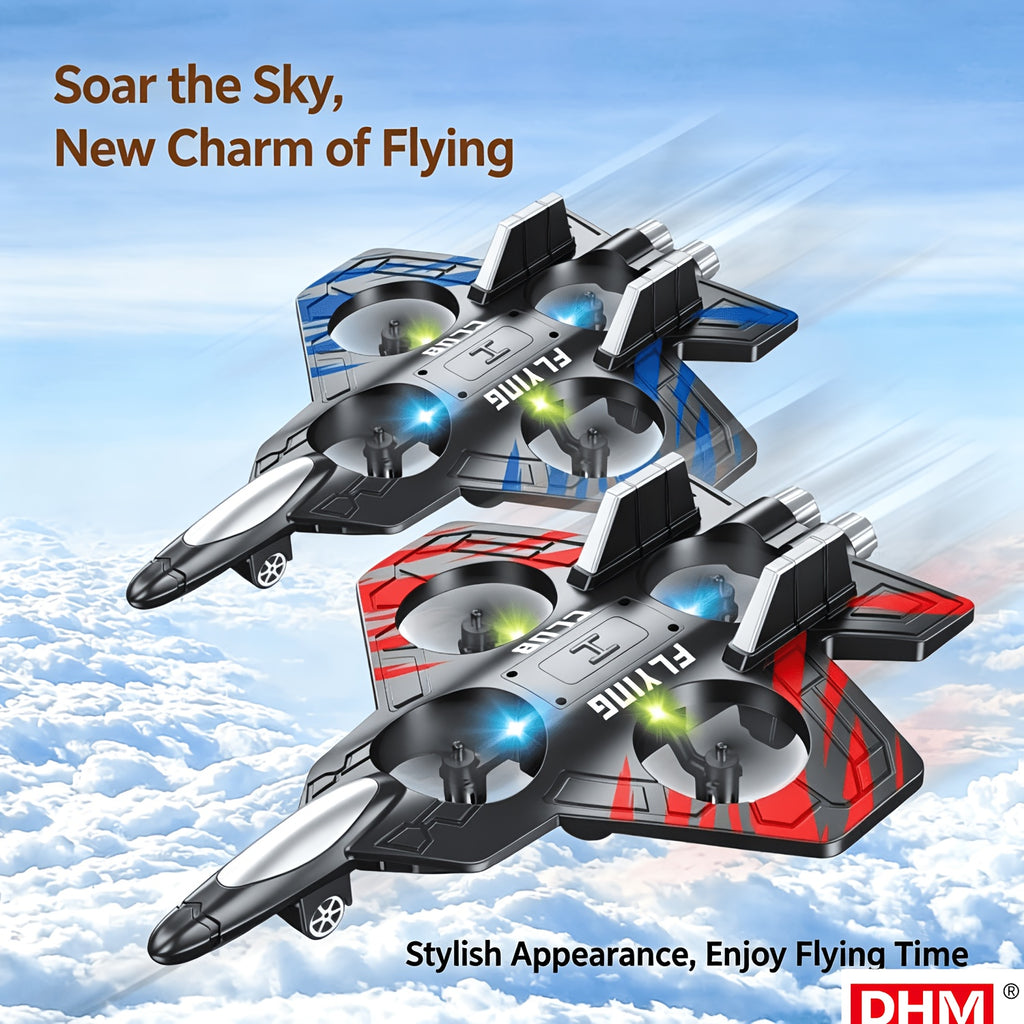 RC Flying Drone Foam Plane with 360° Stunt Flip, Altitude Hover & One-Button Takeoff – Dual Rechargeable Batteries Included for Kids & Beginners