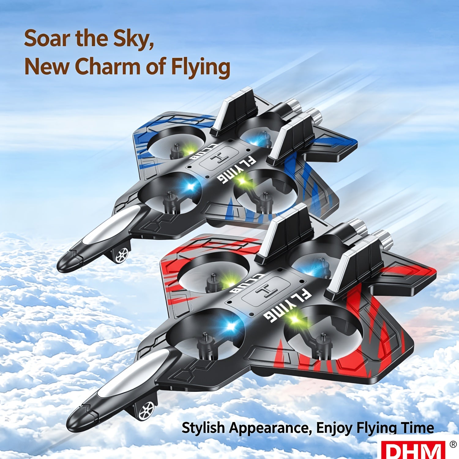 RC Flying Drone Foam Plane with 360° Stunt Flip, Altitude Hover & One-Button Takeoff – Dual Rechargeable Batteries Included for Kids & Beginners
