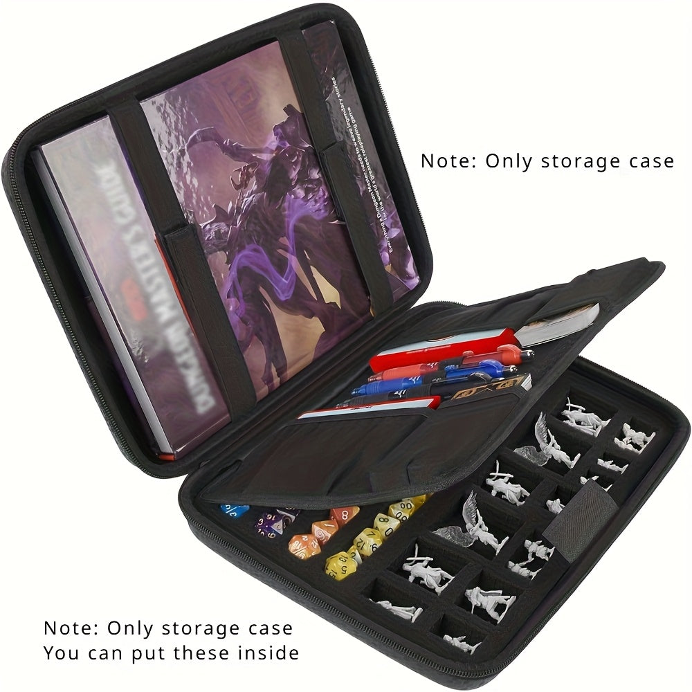 DND Dice Storage Case Tray Box for D&D MTG RPG Tabletop Games – Polyhedral Dice Holder D4-D20 with DND Miniatures Space, Case Only, Green Grey Red Black, Gift for Dungeon Masters & Gamers