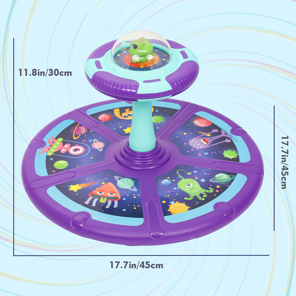 Dinosaur Sit and Spin Toy for Toddlers 18M+ – 360° Spin Seat with Music, Indoor Interactive Sensory Toy, Supports Balance & Motor Skills, Birthday Gift for Boys Girls, Planet & Pink