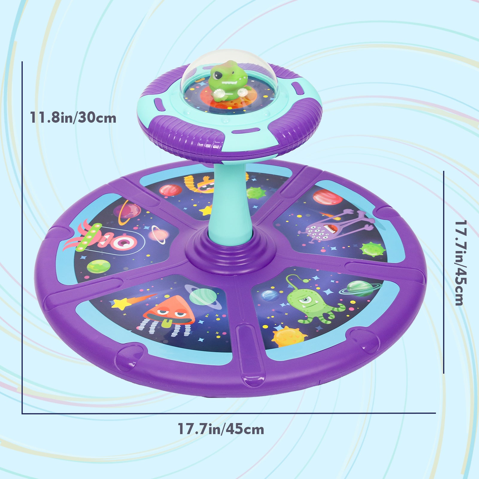 Dinosaur Sit and Spin Toy for Toddlers 18M+ – 360° Spin Seat with Music, Indoor Interactive Sensory Toy, Supports Balance & Motor Skills, Birthday Gift for Boys Girls, Planet & Pink