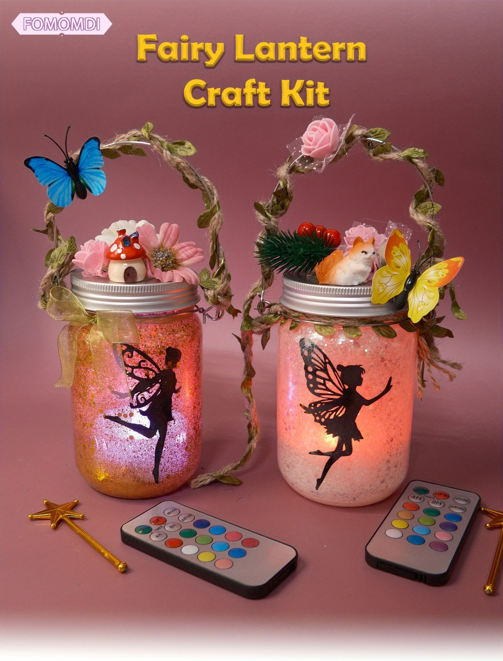 DIY Fairy Lantern Craft Kit with Color-Changing Remote Control Mason Jar Night Light – Arts & Crafts for Girls Ages 6+, Birthday Halloween Christmas Gift & Party Activity