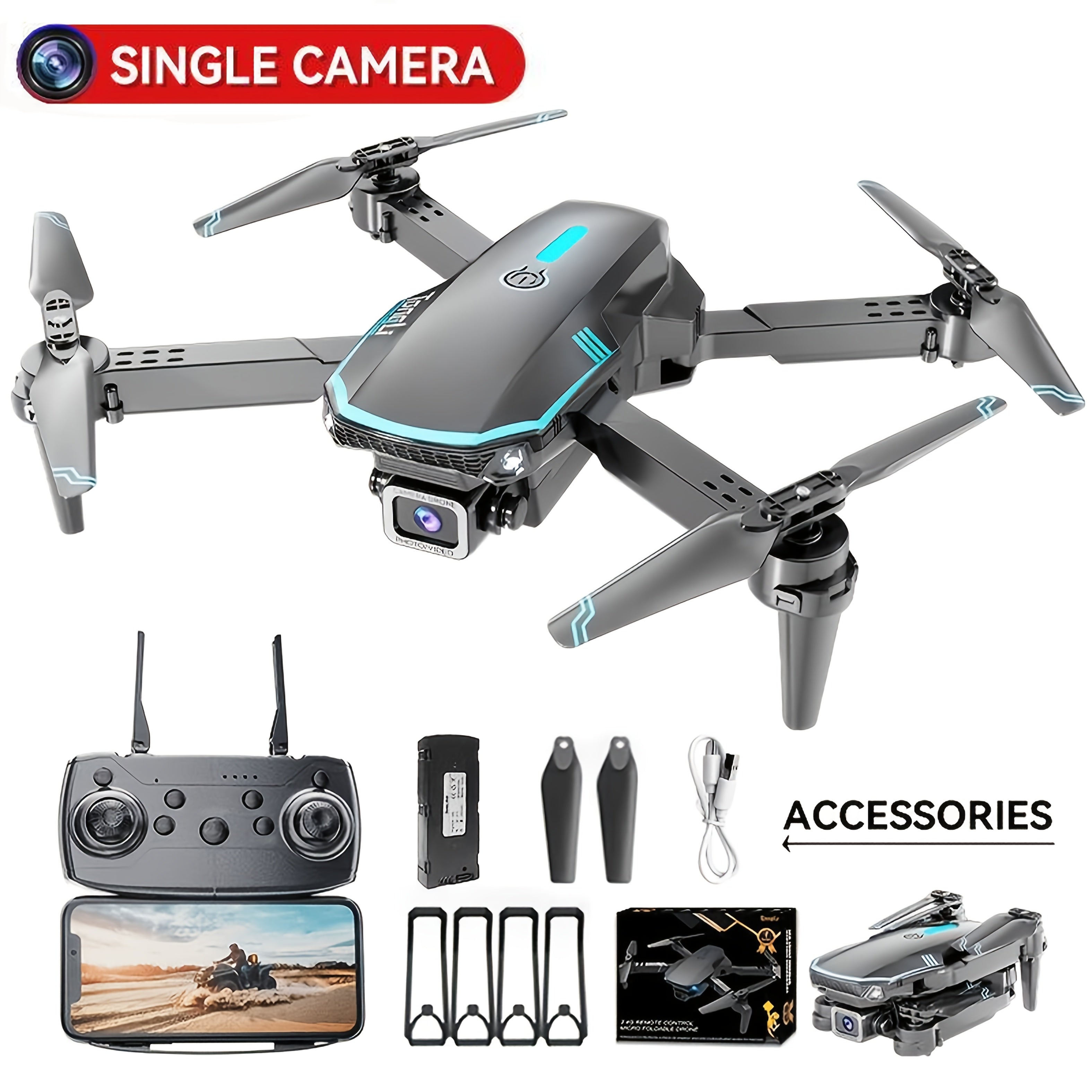 Foldable Beginner Drone with Optical Flow Hover & 360° Stunts – RC Quadcopter, Headless Mode, One-Key Takeoff/Landing, Crash-Resistant, Aerial Photography, Easy to Fly Gift