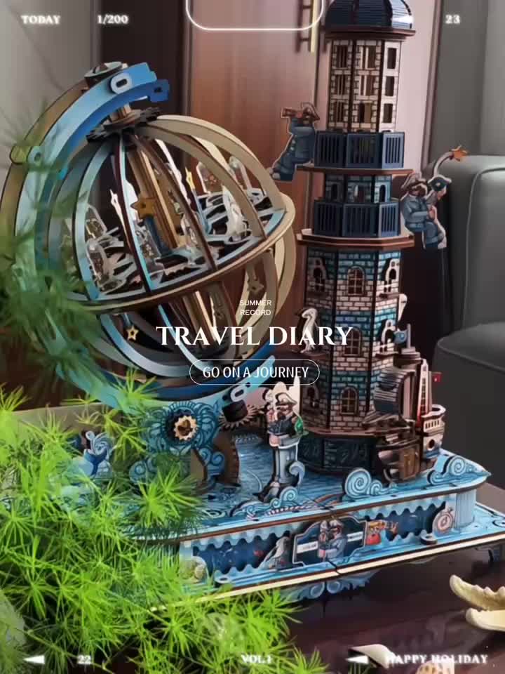 3D Wooden Globe Puzzle with Music Box – Rotating Earth Model Kit, STEM Educational Toy & Home Desk Decoration, Birthday Gift for Kids Adults