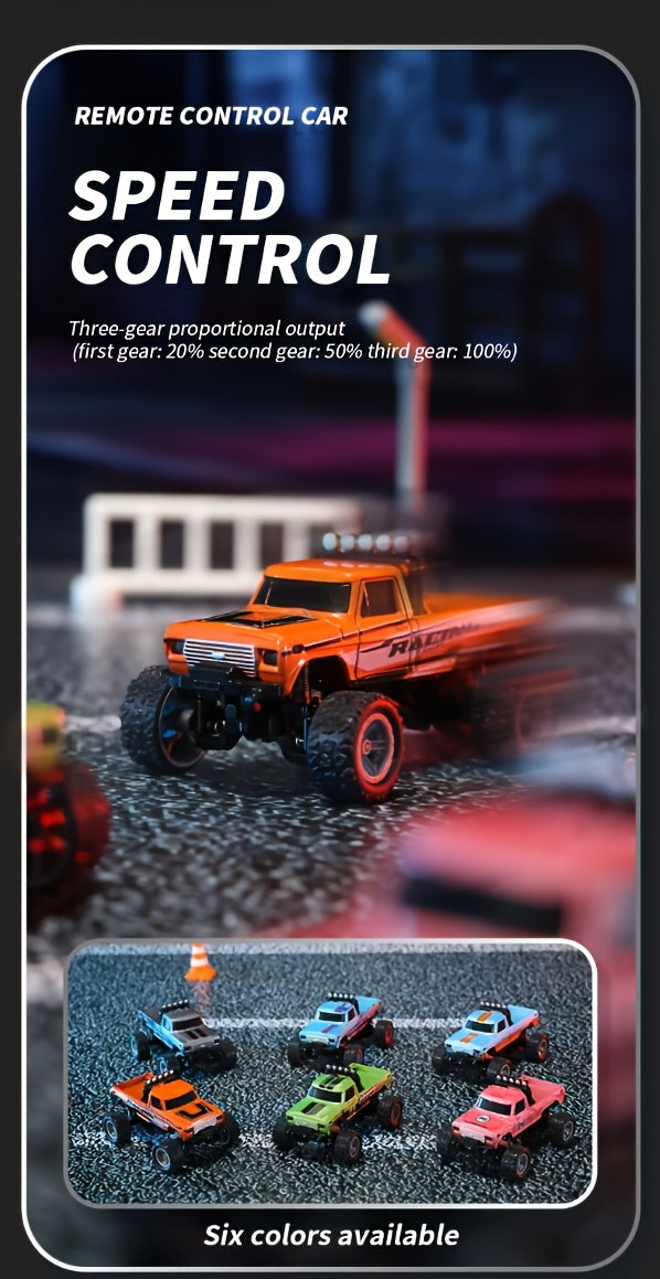 Mini RC Monster Truck 1/64 Scale 2.4GHz Die-Cast Alloy Off-Road Climbing Car with Shock Absorber - High Speed RC Gift for Adults Kids Boys