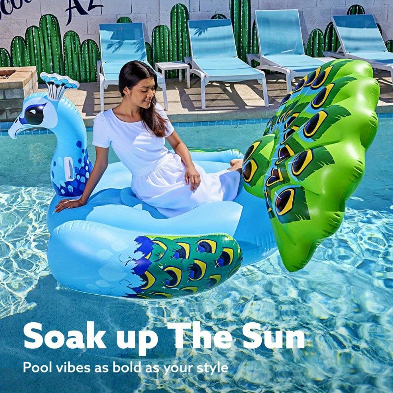 Inflatable Peacock Pool Float Adult Extra Large – Giant 66" Ride-On Inflatable Pool Raft for Adults, Summer Party