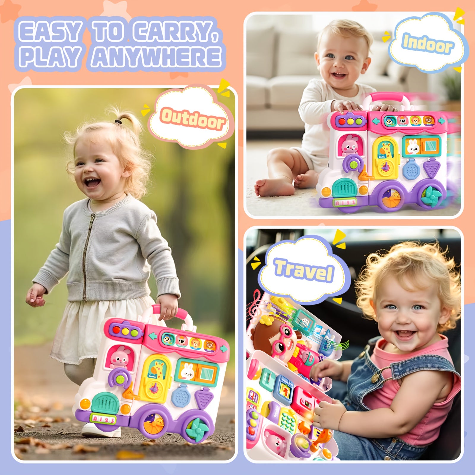 54-in-1 Musical Baby Busy Board for Toddlers - Early Educational Toy with Motor Skills Development, Montessori Activity Board, Birthday Gift for Baby Boys Girls 1-3 Years