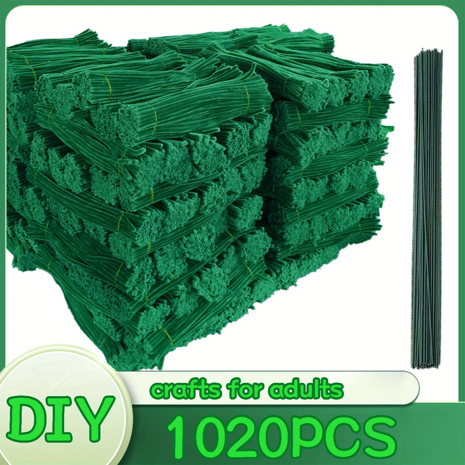 1020pcs Pipe Cleaners Craft Kit in 20 Colors – Upgraded Thick Fuzzy Chenille Stems with Flower Rods for DIY Arts & Crafts, Kids Projects, School Supplies & Creative Activities