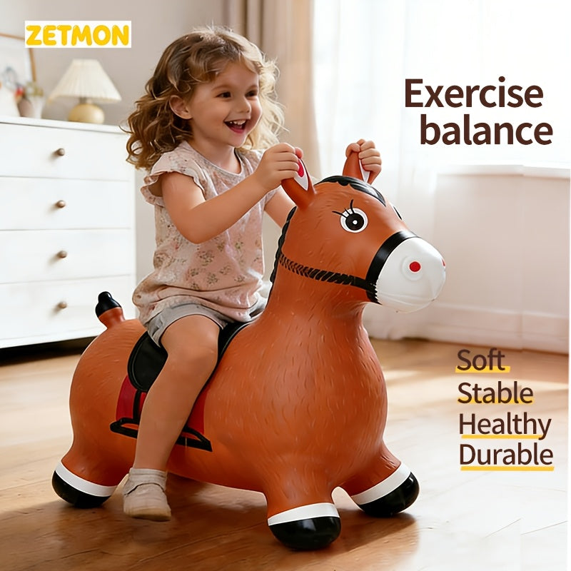 Inflatable Bouncing Horse for Kids – PVC Ride-On Jumping Animal Hopper with Air Pump, Balance & Exercise Toy, Birthday Gift for Toddlers Boys & Girls Ages 2+