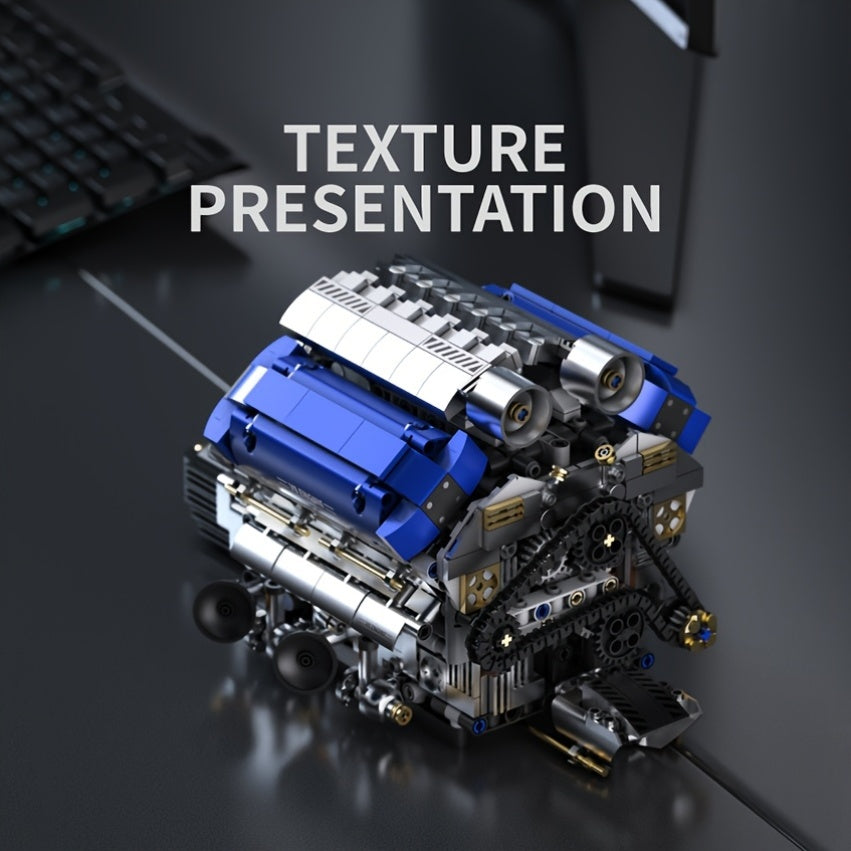 V8 Engine Building Block Set 1289 Piece & F1 Racing Steering Wheel 1221 Piece – Operable Mechanical STEM Model Kit, Realistic Desktop Decor for Adults Teens, Birthday Christmas Gift Car Enthusiasts