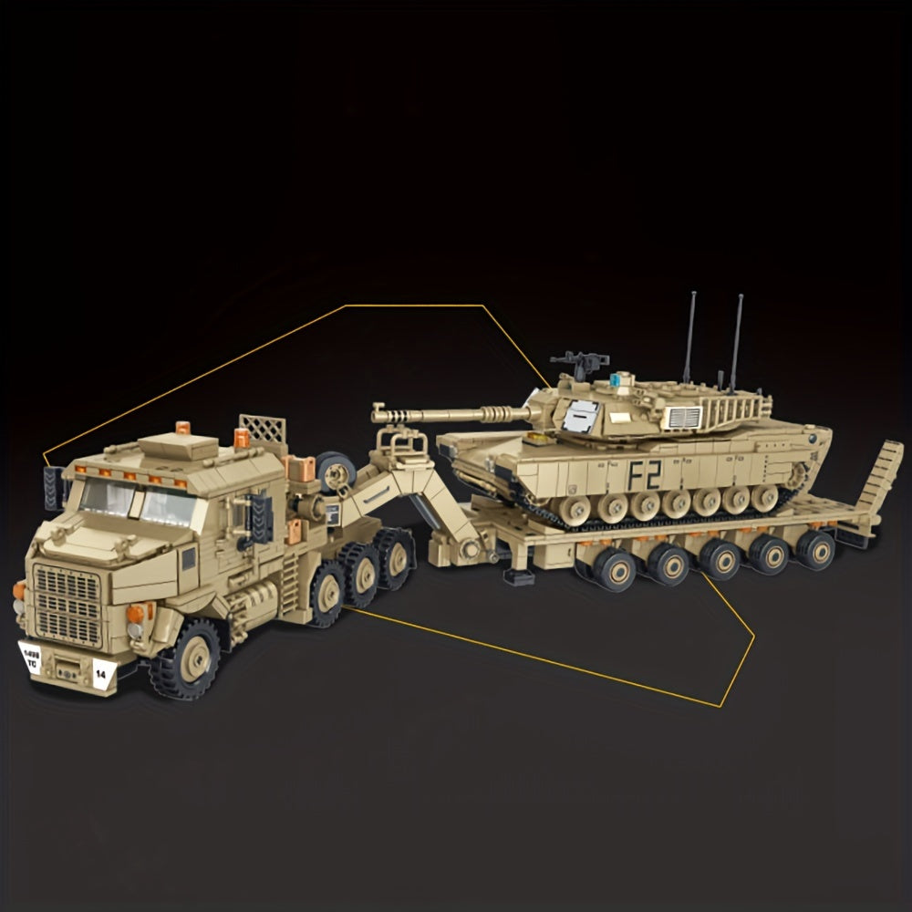 3482pcs MOC Tank Hauling Armored Transport Vehicle Building Block Set - Adult Military Collection Display Model, Military Enthusiast Gift