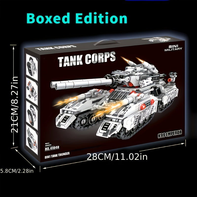Snow Tank Building Blocks Set 1628pcs 8-in-1 Military Armored Vehicle Model Kit for Adults Teens Ages 14 Plus - Christmas Birthday Gift