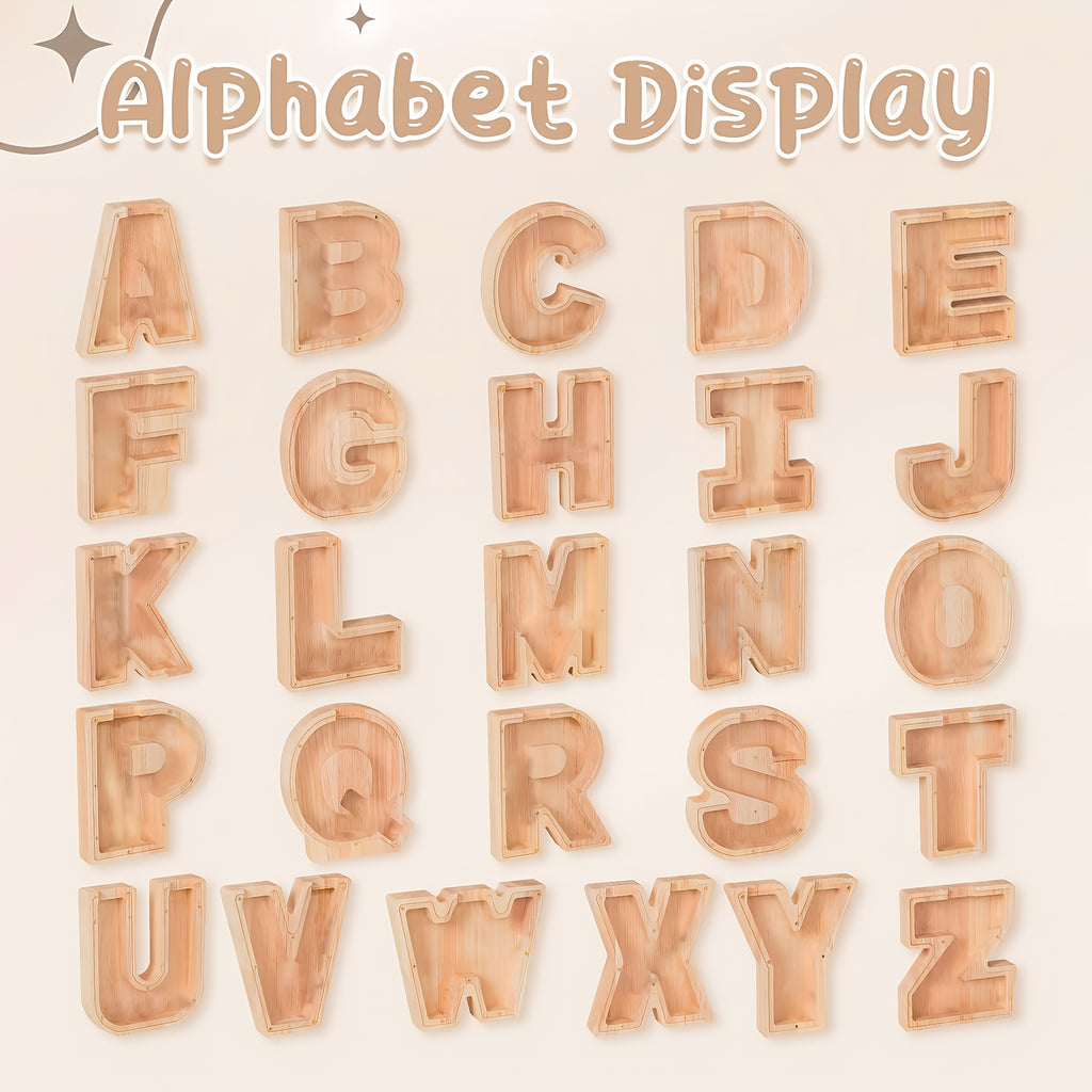 Wooden Alphabet Piggy Bank Personalized Coin Bank for Kids – Letter A-Z Money Saving Box – Educational Savings Toy for Boys & Girls Ages 3+ – Birthday, Christmas & Easter Gift