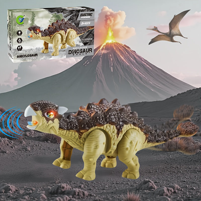 Ankylosaurus Walking Dinosaur Robot Toy Glowing Lights Roaring Sound Automatic Interactive Dino for Kids Ages 3-12 Boys Girls Birthday Christmas Gift
