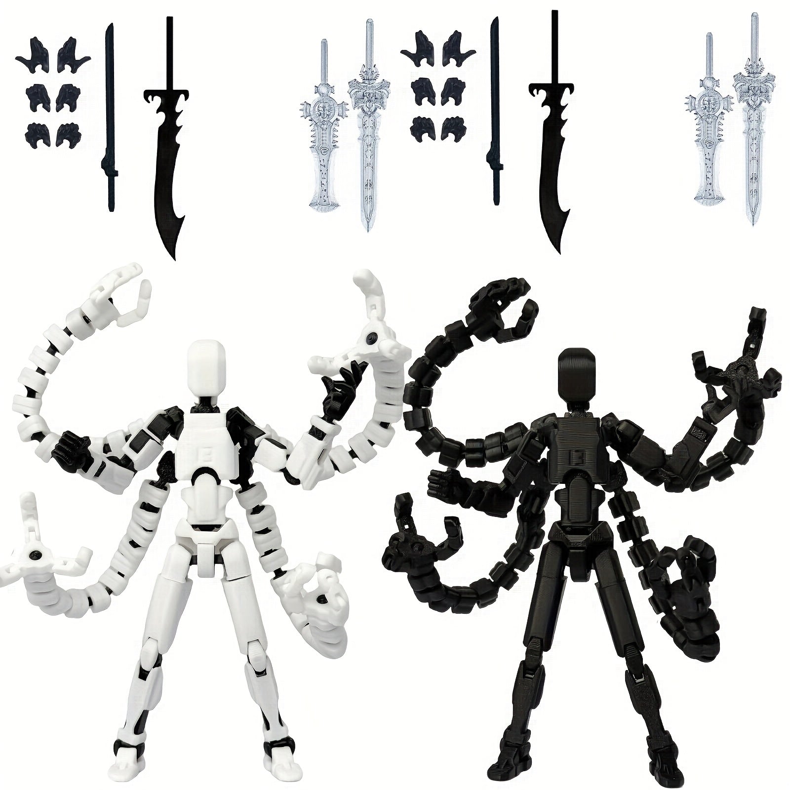 Articulated Robot Action Figure 2pcs Set – 3D Printed Multi-Jointed Poseable Lucky Mobile Robot Desktop Decoration Cool Gift for Gamers Collectors Teens