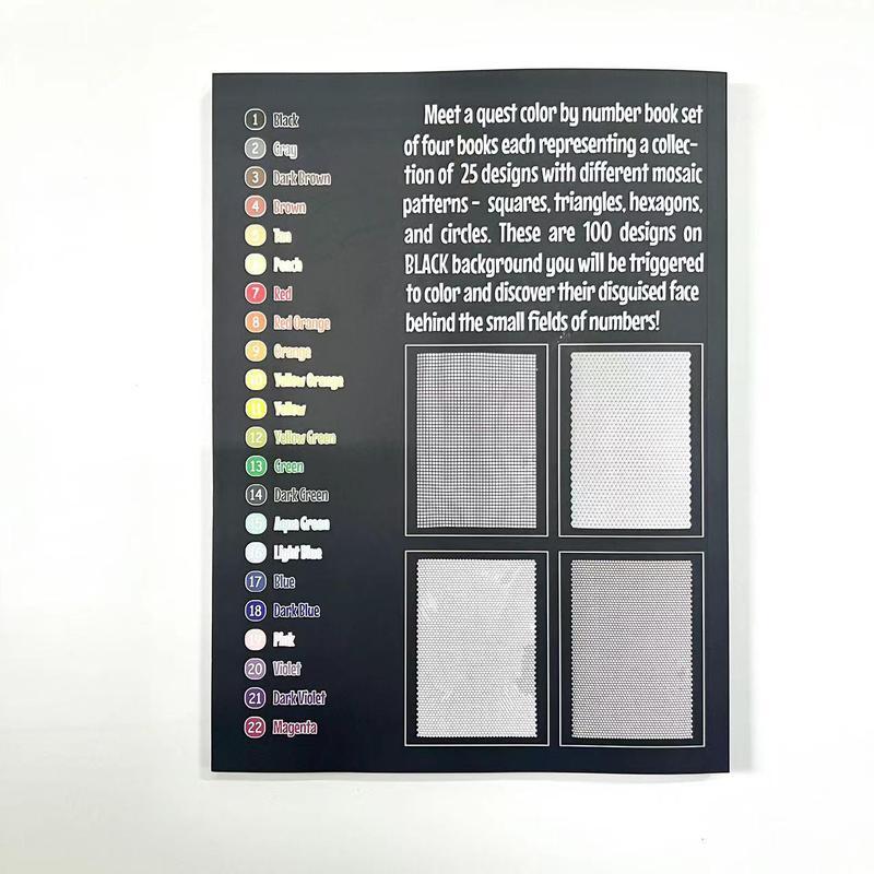 Color by Number Book for Adults, 100 Quest Numbered Designs on Detachable Art Paper for Creative Downtime, Framing and Handmade Gifts
