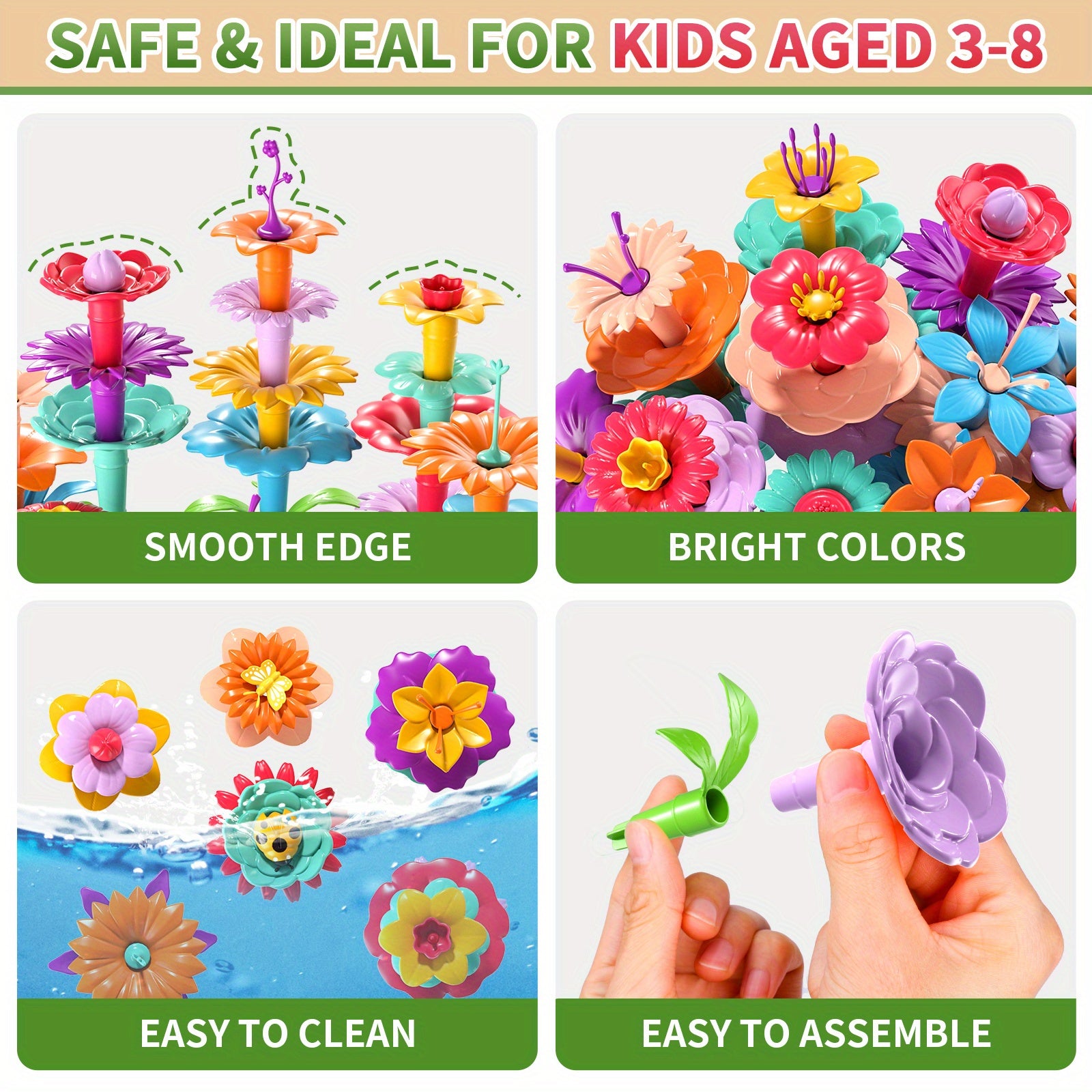 Flower Garden Building Blocks Set 81 148 224pcs STEM Educational Toy for Girls Boys Ages 3 4 5 6 7 8 - Birthday Christmas Gift