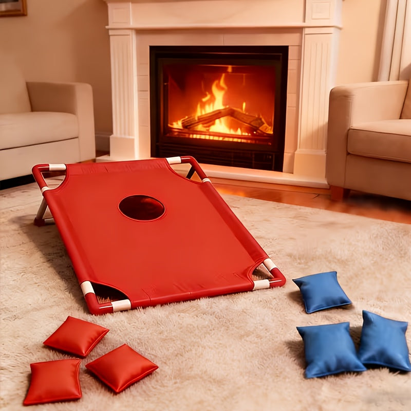 Bean Bag Toss Game Set Portable Cornhole Board – Foldable Outdoor Backyard Game with 12 Bean Bags & Storage Bag – Family Party Camping Lawn Game for Kids & Adults, Red or Blue
