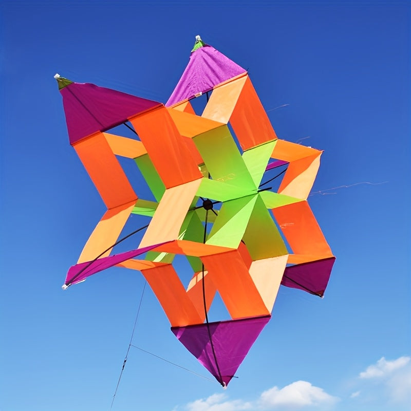 Large 3D Lotus Kite for Adults & Kids Ages 8+ – Colorful Polygonal Delta Kite for Beach, Park & Outdoor Fun – Easy to Fly Durable Kite Birthday Christmas Easter Gift