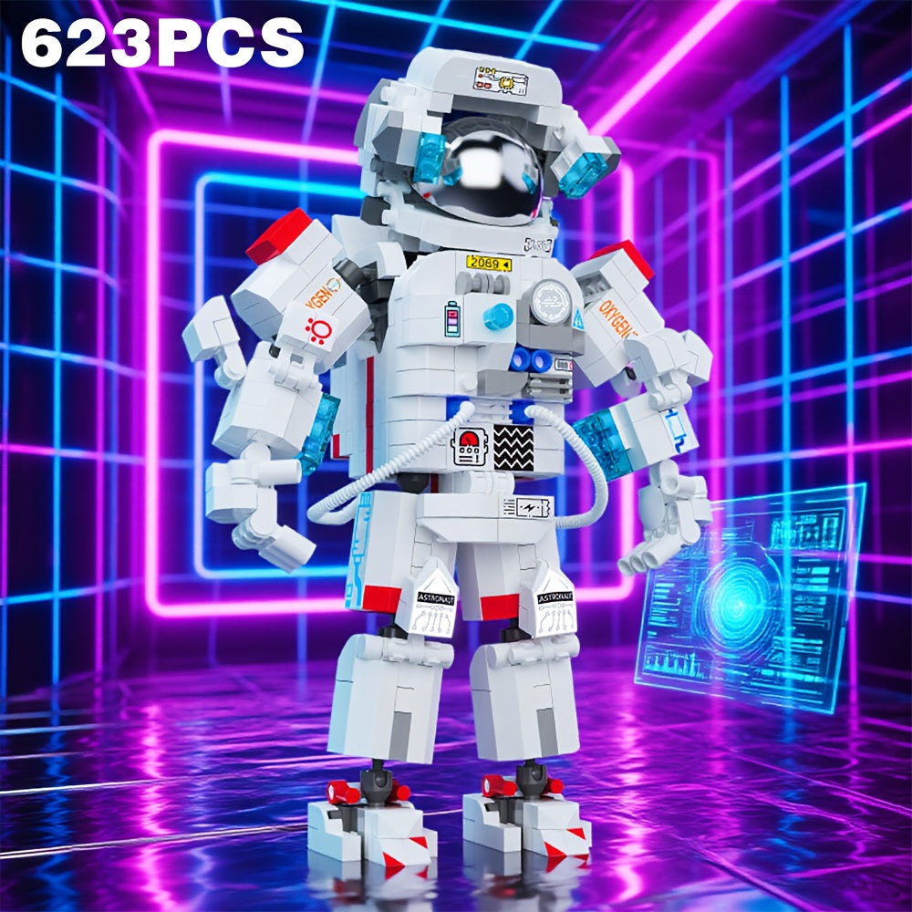 Astronaut Mini Building Block Set 623pcs – Space Theme DIY Desk Decoration, Stress-Relieving Assembly Toy for Boys & Girls, Easter & Holiday Gift