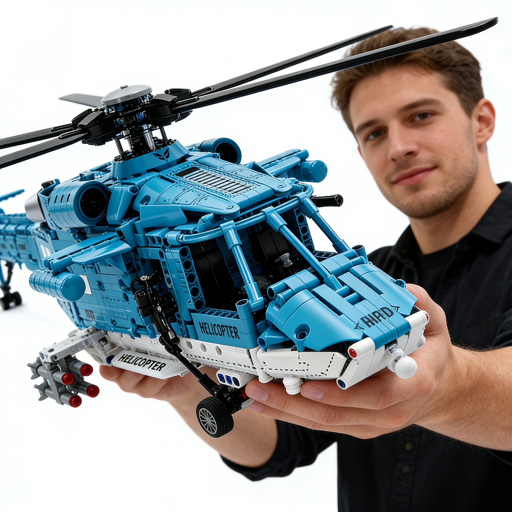 Helicopter Building Block Set 1711 Pieces for Adults Teens, Large Scale ABS Brick Model Kit Medium Difficulty, STEM Construction Display Toy Ages 14+, Birthday Christmas Gift for Men Boys Aviation Fans