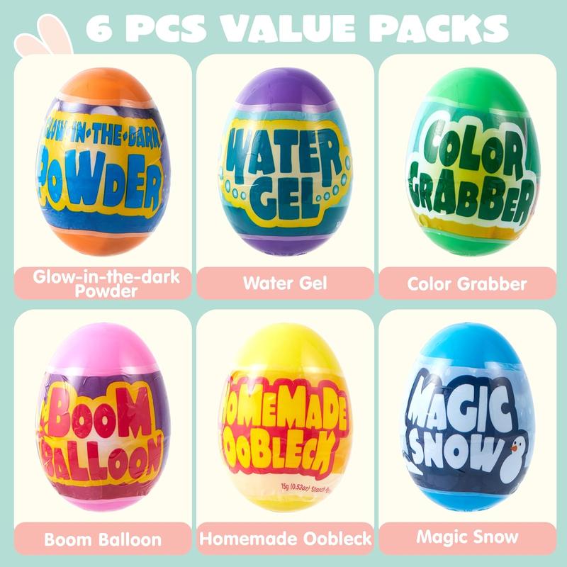Prefilled Easter Eggs with Science Experiments, JOYIN 6-Pack STEM Activity Kits for Kids, Easter Basket Stuffers, Egg Hunts & Classroom Party Favors