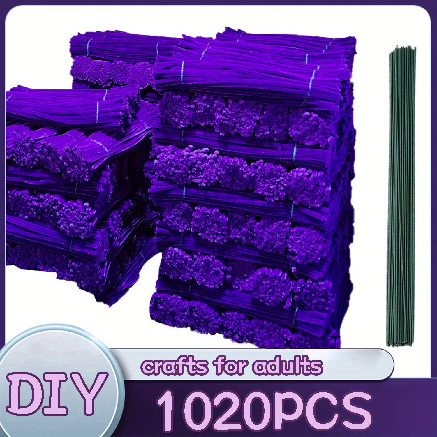 1020pcs Pipe Cleaners Craft Kit in 20 Colors – Upgraded Thick Fuzzy Chenille Stems with Flower Rods for DIY Arts & Crafts, Kids Projects, School Supplies & Creative Activities