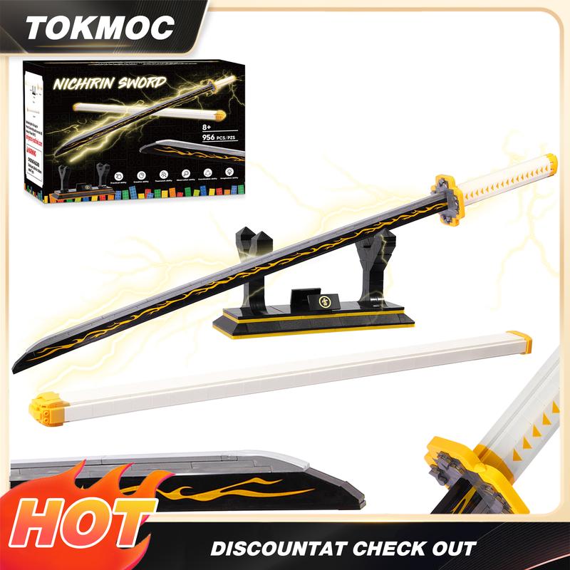 Anime Sword Building Block Set by TOKMOC with Display Stand and Scabbard, ABS Construction Model Kit for Ages 12+, Cosplay Display and Collector Gifts